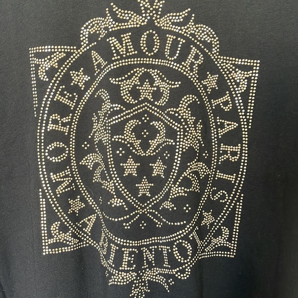 H&M BLACK AND GOLD JEWELED GRAPHIC SHORT SLEEVE TEE SHIRT TOP - Picture 4 of 5